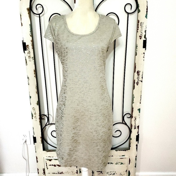 Espresso golden splashed dress XL - Picture 1 of 6